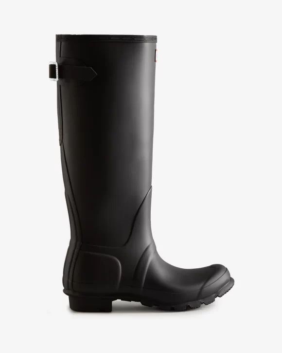 Hunter-Women's Tall Back Adjustable Rain Boots-Black