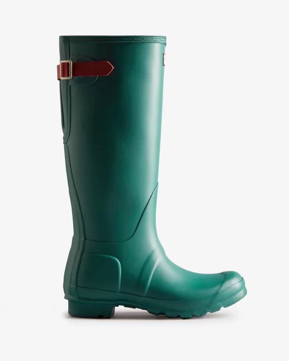Hunter-Women's Tall Back Adjustable Rain Boots-Loch Awe Blue/Glenmore Rose - Click Image to Close