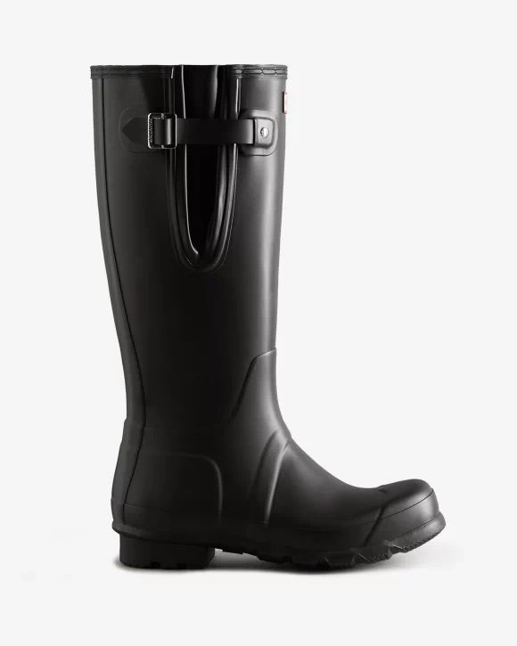 Hunter-Men's Tall Side Adjustable Rain Boots-Black
