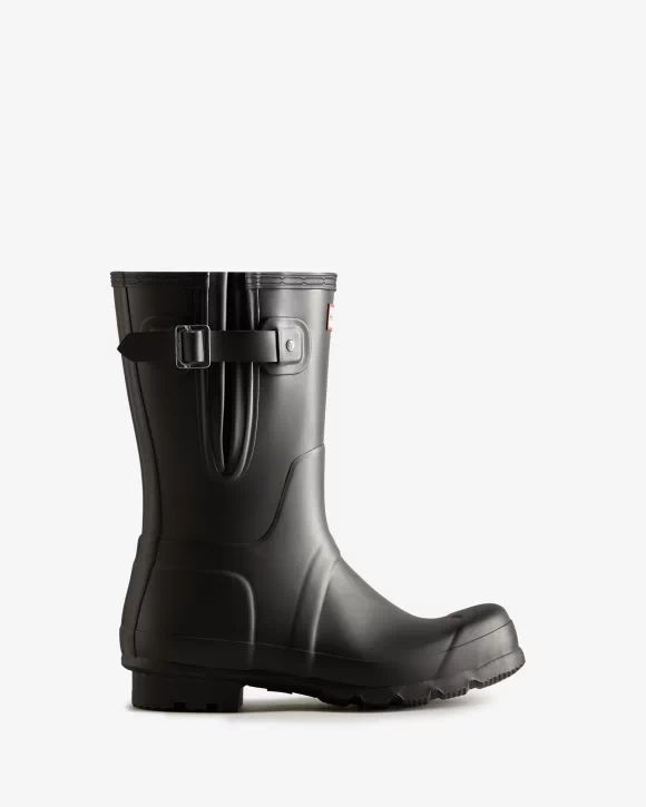 Hunter-Men's Short Side Adjustable Rain Boots-Black