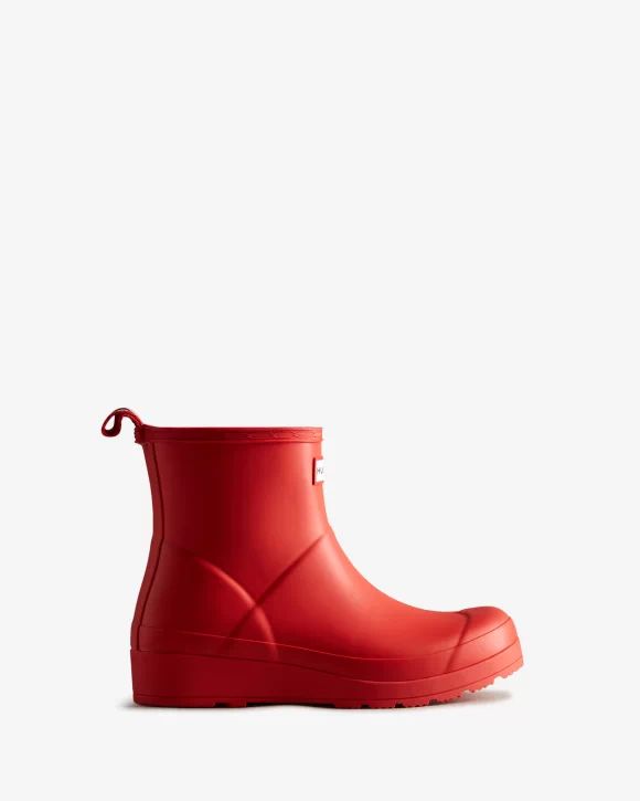 Hunter-Women's Play Short Rain Boots-Logo Red