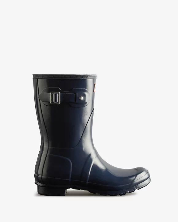 Hunter-Women's Original Short Gloss Rain Boots-Navy