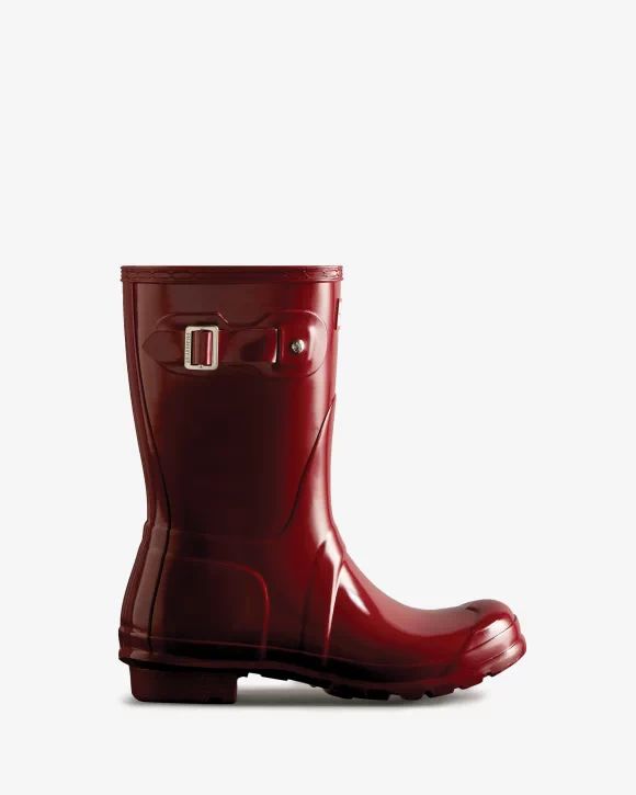 Hunter-Women's Original Short Gloss Rain Boots-Fall Red