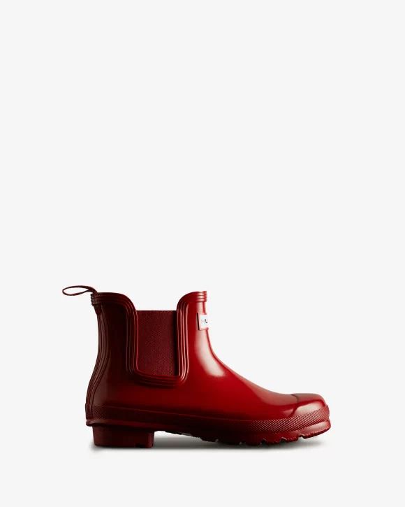 Hunter-Women's Original Gloss Chelsea Boots-Military Red