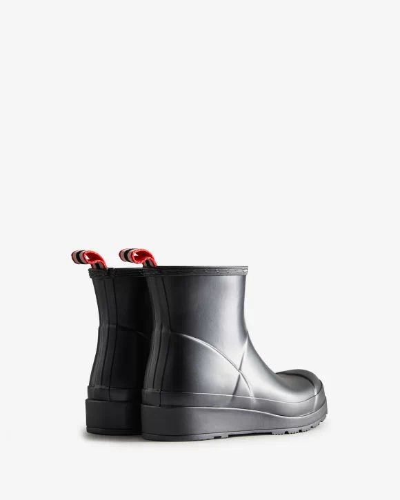 Hunter-Women's Play Short Pearlized Rain Boots-Black - Click Image to Close