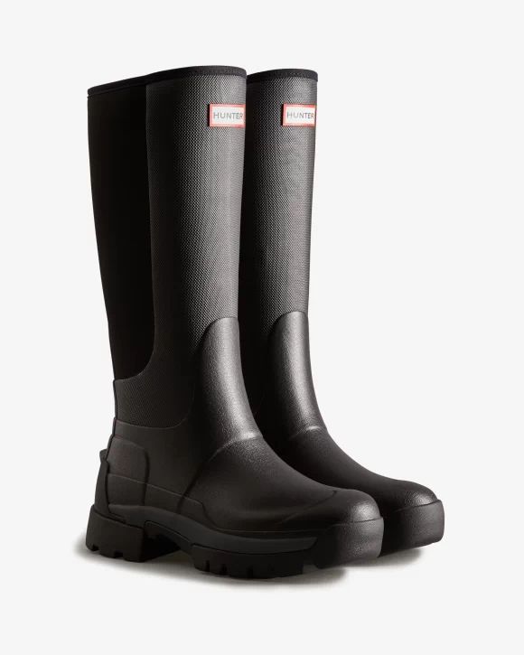 Hunter-Women's Balmoral Field Hybrid Tall Rain Boots-Black