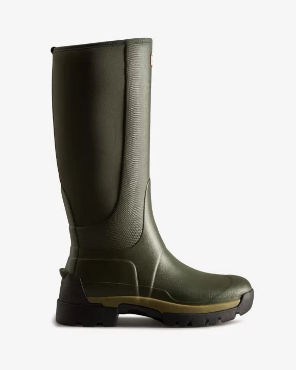 Hunter-Men's Balmoral Field Hybrid Tall Rain Boots-Dark Olive