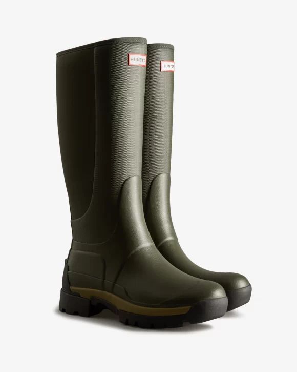 Hunter-Men's Balmoral Field Hybrid Tall Rain Boots-Dark Olive