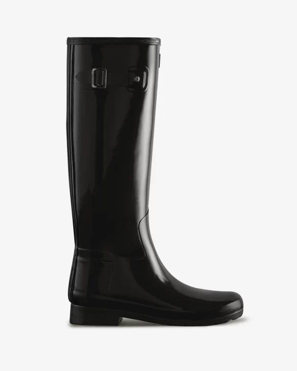 Hunter-Women's Refined Slim Fit Tall Gloss Rain Boots-Black
