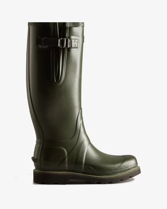 Hunter-Men's Balmoral Side Adjustable Rain Boots-Dark Olive