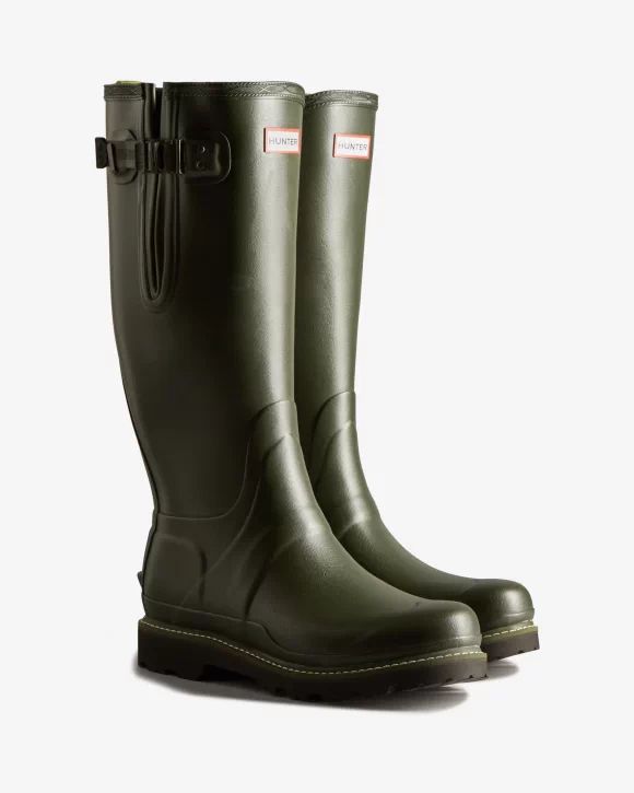 Hunter-Men's Balmoral Side Adjustable Rain Boots-Dark Olive