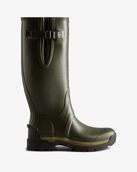 Hunter-Men's Balmoral Adjustable 3mm Neoprene Rain Boots-Dark Olive