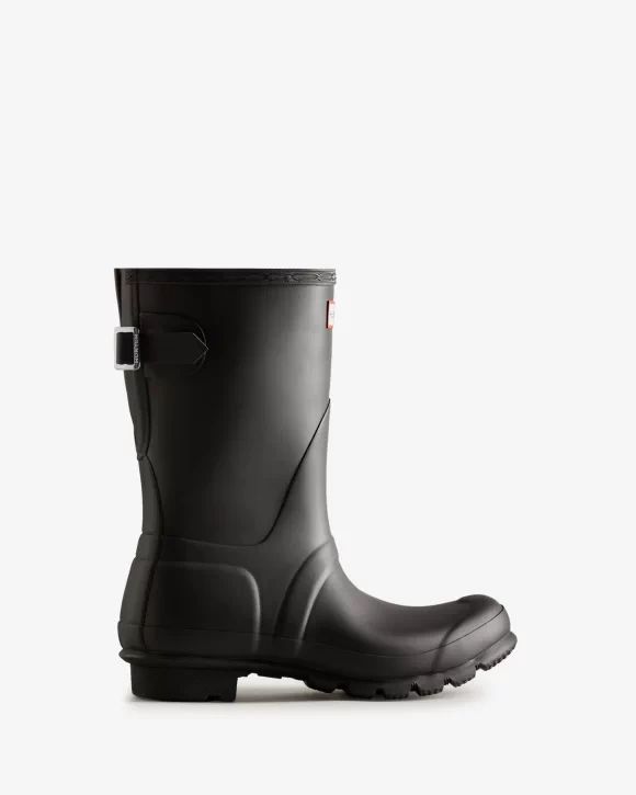 Hunter-Women's Short Back Adjustable Rain Boots-Black