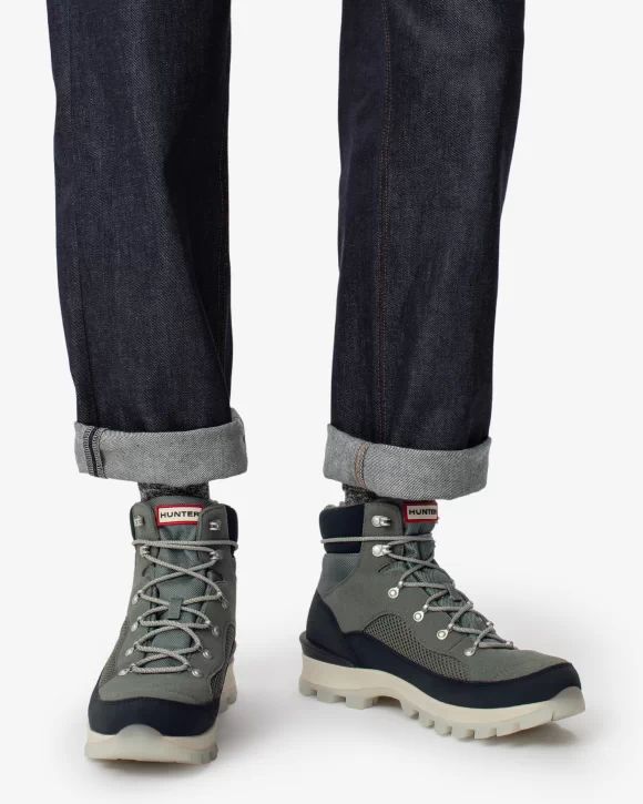Hunter-Men's Explorer Insulated Lace-Up Commando Boots-Urban Grey/Xray Navy