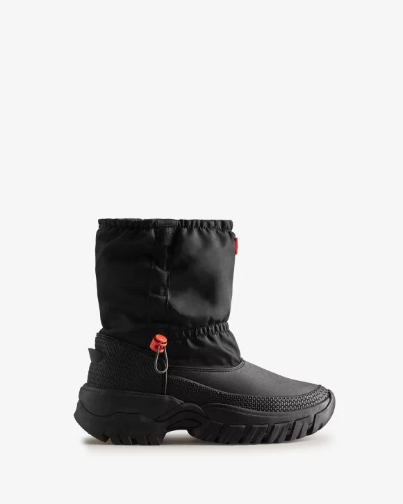 Hunter-Women's Wanderer Insulated Short Slouch Snow Boots-Black