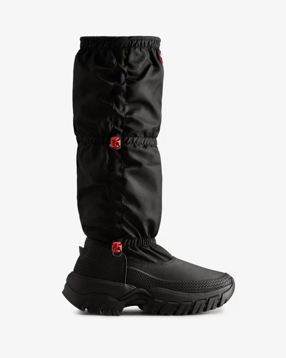 Hunter-Women's Wanderer Insulated Tall Slouch Snow Boots-Black