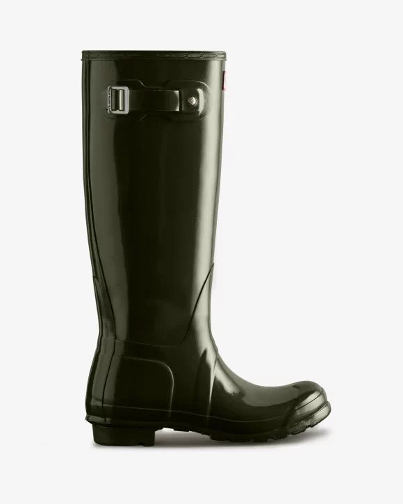 Hunter-Women's Original Tall Gloss Rain Boots-Dark Olive