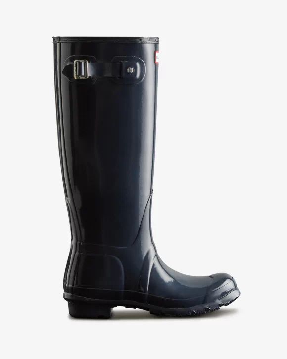 Hunter-Women's Original Tall Gloss Rain Boots-Navy