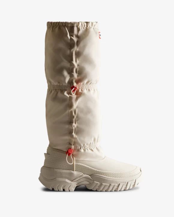Hunter-Women's Wanderer Insulated Tall Slouch Snow Boots-White Willow