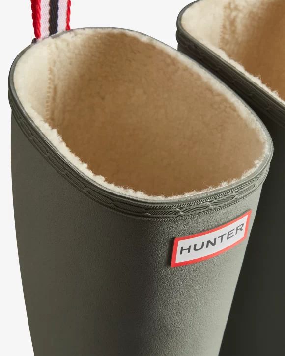 Hunter-Women's Play Vegan Shearling Insulated Tall Rain Boots-Urban Grey - Click Image to Close