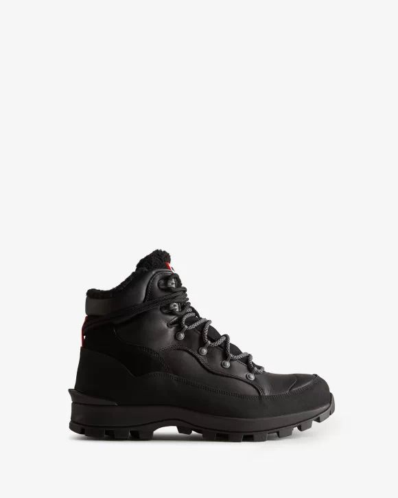 Hunter-Men's Explorer Insulated Lace-Up Leather Commando Boots-Black